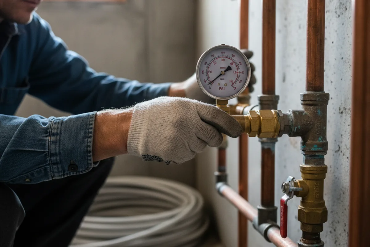 Pressure testing a repaired line during Water Line Repair in Elmendorf